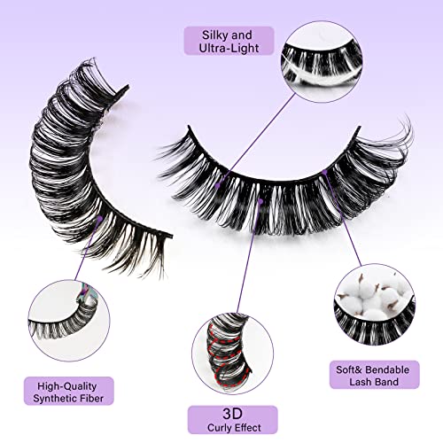 Russian Strip Lashes D Curl False Eyelashes, Wispy Fluffy Natural ...