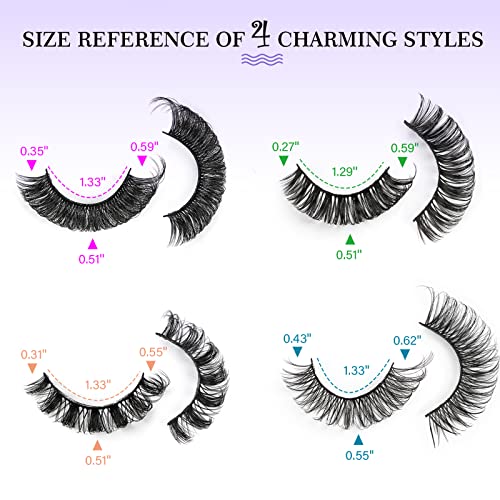 Russian Strip Lashes D Curl False Eyelashes, Wispy Fluffy Natural ...