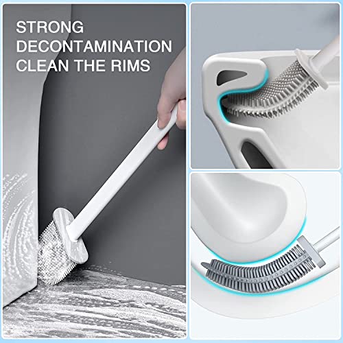 Canvint Silicone Toilet Brush and Holder, Toilet Brush and Holder ...