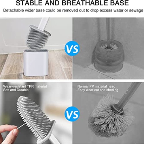 Canvint Silicone Toilet Brush and Holder, Toilet Brush and Holder ...