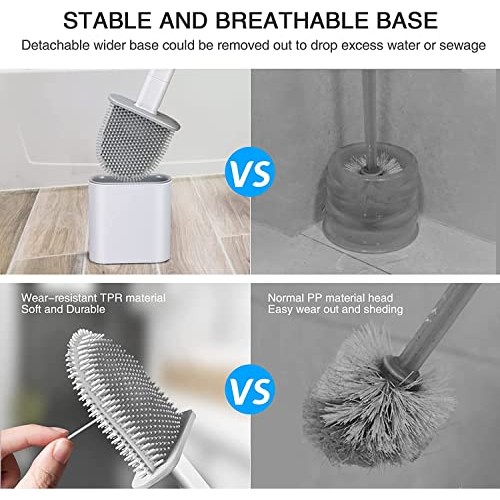 Canvint Silicone Toilet Brush and Holder, Toilet Brush and Holder ...
