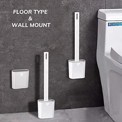 Canvint Silicone Toilet Brush and Holder, Toilet Brush and Holder ...