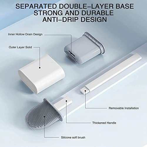 Canvint Silicone Toilet Brush and Holder, Toilet Brush and Holder ...
