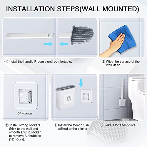Canvint Silicone Toilet Brush and Holder, Toilet Brush and Holder ...