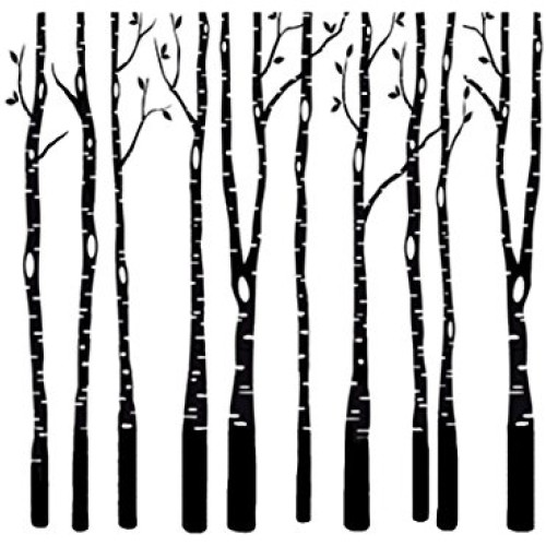 Birch Trees 3-7/8 - Black 16CC606 Fused Glass Decal