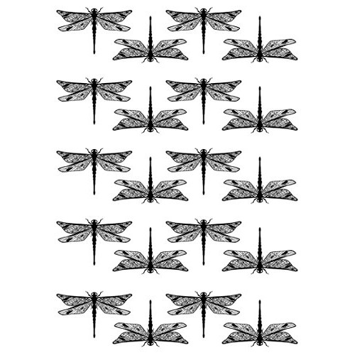 Dragonflies 1-1/8 - Black 16CC676 Fused Glass Decals