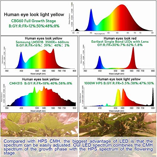 Carambola 1000W LED Grow Light 2x2 ft Sunlike Full Spectrum Led Gr...