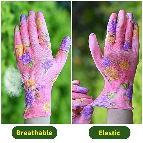 CARE HOME 3 Pairs Garden Gloves for Women, Breathable Nitrile Coat...