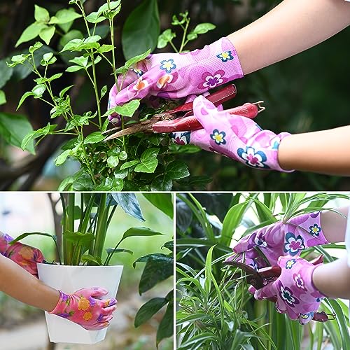 CARE HOME 3 Pairs Garden Gloves for Women, Breathable Nitrile Coat...