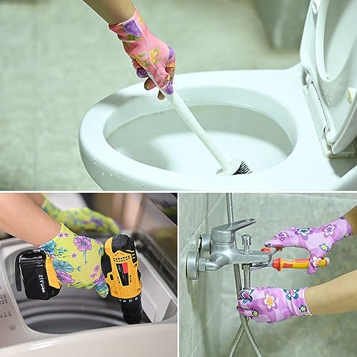 CARE HOME 3 Pairs Garden Gloves for Women, Breathable Nitrile Coat...