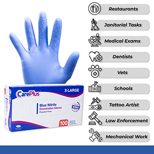Medical Nitrile Examination Gloves Blue Extra Large 100 Count Care...