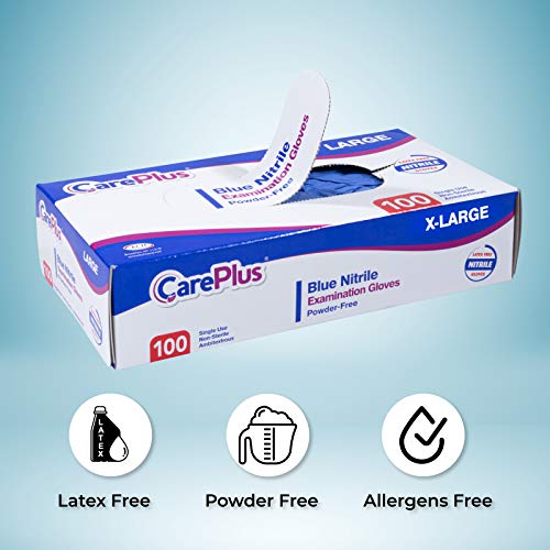 Medical Nitrile Examination Gloves Blue Extra Large 100 Count Care...