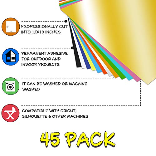 CAREGY Heat Transfer Vinyl HTV Bundle 12x10 - 43 Pack Includes 3...