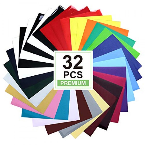 CAREGY HTV Heat Transfer Vinyl Bundle: 32 Pack Assorted Colors 12...