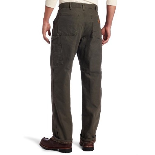 Carhartt Mens Washed Duck Work Dungaree Flannel Lined,Moss,42 x 30