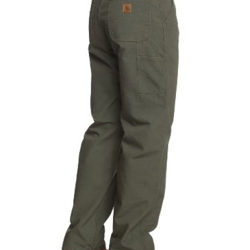 Carhartt Mens Washed Duck Work Dungaree Flannel Lined,Moss,42 x 30