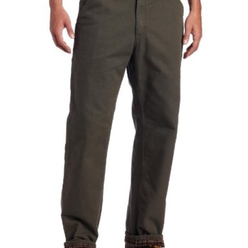 Carhartt Mens Washed Duck Work Dungaree Flannel Lined,Moss,42 x 30