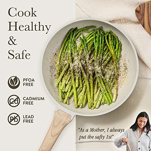 CAROTE Pots and Pans Set Nonstick, White Granite Induction Kitchen...