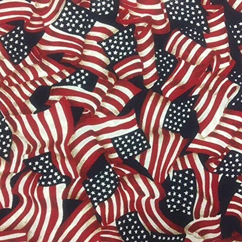 Patriotic Fabric Santee American Flag toss red White Blue Novelty ...