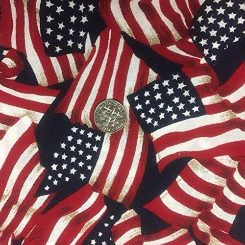 Patriotic Fabric Santee American Flag toss red White Blue Novelty ...