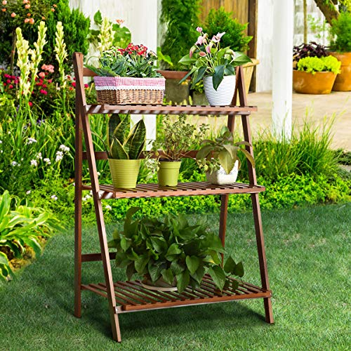 Casart Foldable Bamboo Ladder Shelf, Multifunctional Storage Rack,...