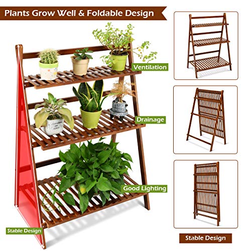 Casart Foldable Bamboo Ladder Shelf, Multifunctional Storage Rack,...