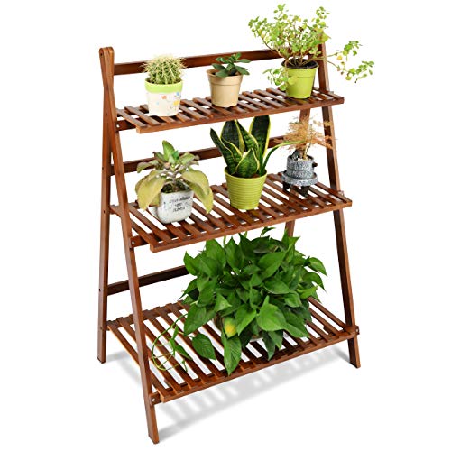 Casart Foldable Bamboo Ladder Shelf, Multifunctional Storage Rack,...