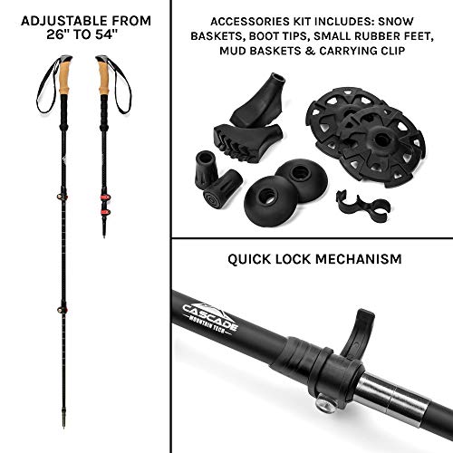 Cascade Mountain Tech Trekking Poles - Carbon Fiber Walking or Hik...