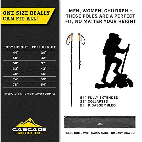Cascade Mountain Tech Trekking Poles - Carbon Fiber Walking or Hik...