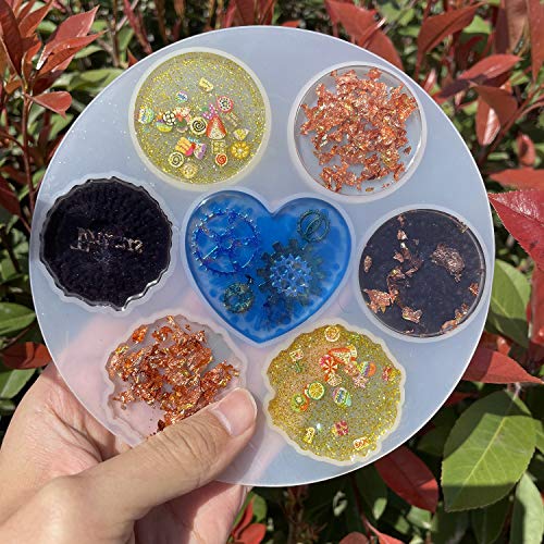 Cashger Phone Grip Resin Mold on Top Kits, 7 Cavity Glossy Cirle S...