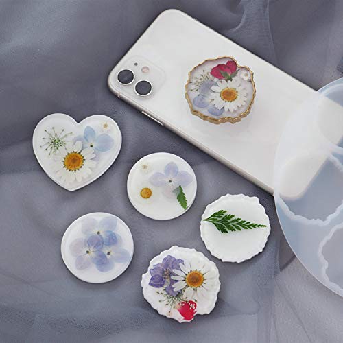 Cashger Phone Grip Resin Mold on Top Kits, 7 Cavity Glossy Cirle S...