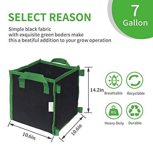 CASOLLY 7 Gallon 5 Pack Square Grow Bags with Heavy Duty Handle Pl...