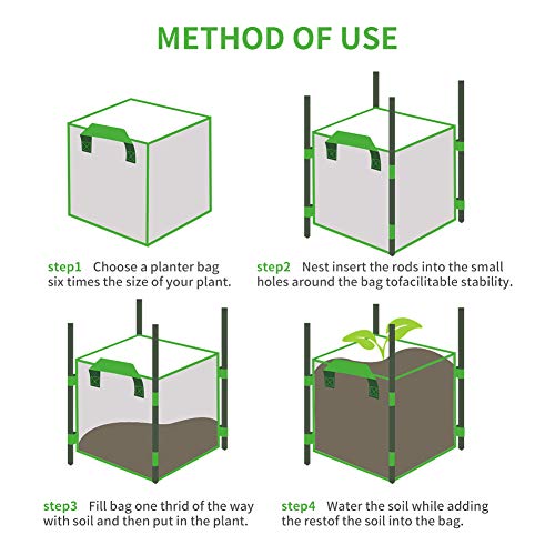 CASOLLY 7 Gallon 5 Pack Square Grow Bags with Heavy Duty Handle Pl...