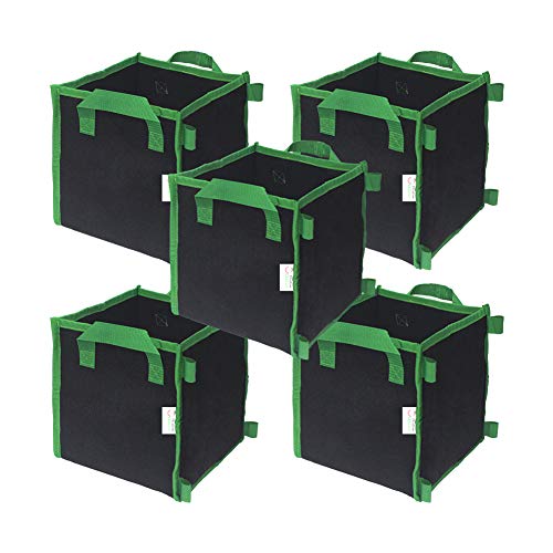 CASOLLY 7 Gallon 5 Pack Square Grow Bags with Heavy Duty Handle Pl...