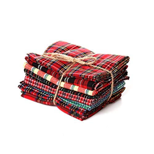 Cotton Fabric Tartan Christmas Patterns - Selection of 8 Pieces of...