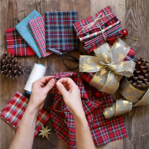 Cotton Fabric Tartan Christmas Patterns - Selection of 8 Pieces of...
