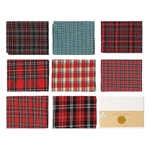 Cotton Fabric Tartan Christmas Patterns - Selection of 8 Pieces of...