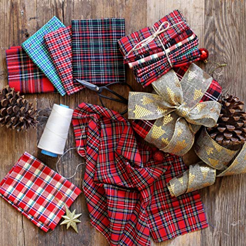Cotton Fabric Tartan Christmas Patterns - Selection of 8 Pieces of...