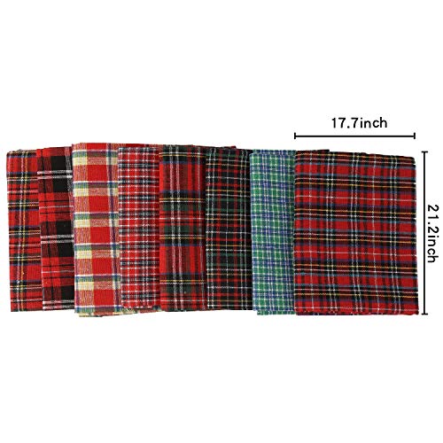 Cotton Fabric Tartan Christmas Patterns - Selection of 8 Pieces of...