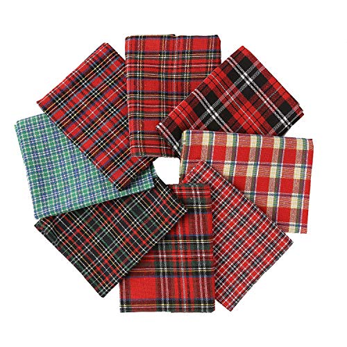 Cotton Fabric Tartan Christmas Patterns - Selection of 8 Pieces of...