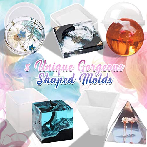 Catcrafter Silicone Epoxy Resin Molds Kit - 5 Pcs Large Mold for D...