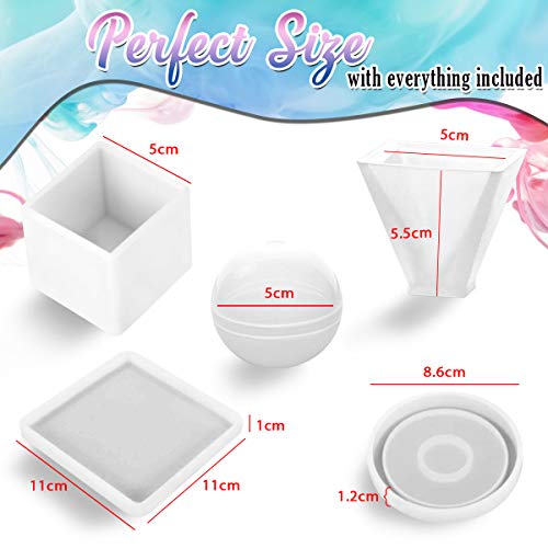 Catcrafter Silicone Epoxy Resin Molds Kit - 5 Pcs Large Mold for D...