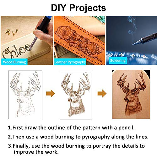 97Pcs Wood Burning Kit, Professional Woodburning Tool with Solderi...