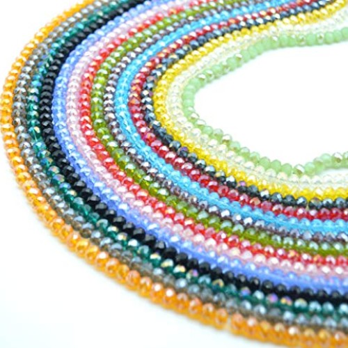 Catotrem Faceted Glass Crystal Beads Strands Briolette Rondelle Cr...