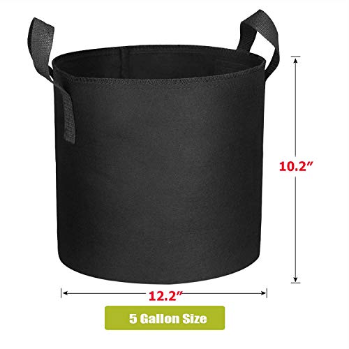 Cavisoo 24-Pack 5 Gallon Grow Bags, Heavy Duty Thickened Non-Woven...