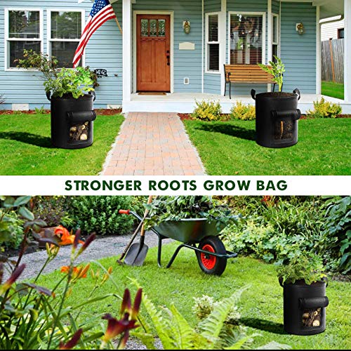 Cavisoo 5-Pack 10 Gallon Potato Grow Bags, Garden Planting Bag wit...