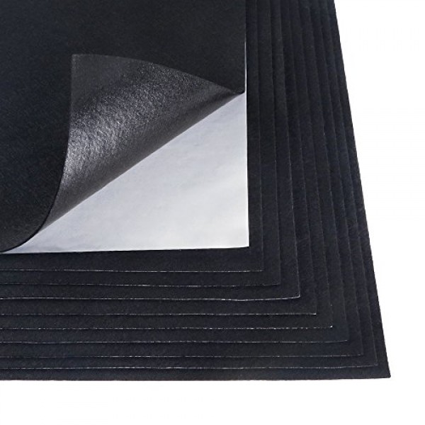Caydo 10 Pieces Black Adhesive Back Felt Sheets Fabric Sticky