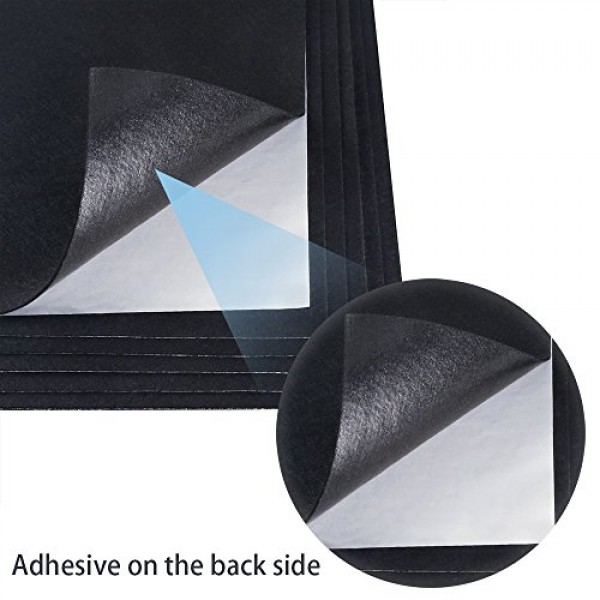 Caydo 6 Pieces Craft Black Adhesive Back Felt Sheets Fabric Sticky...