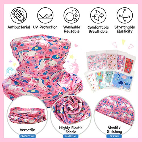 Unisex Kids Girls Tube Neck Gaiter Breathable Washable Reusable Fa...