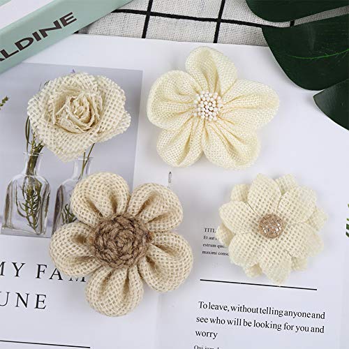 Handmade Natural Rustic Burlap Flowers Assorted Burlap Rose 20PCS ...